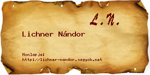Lichner Nándor névjegykártya